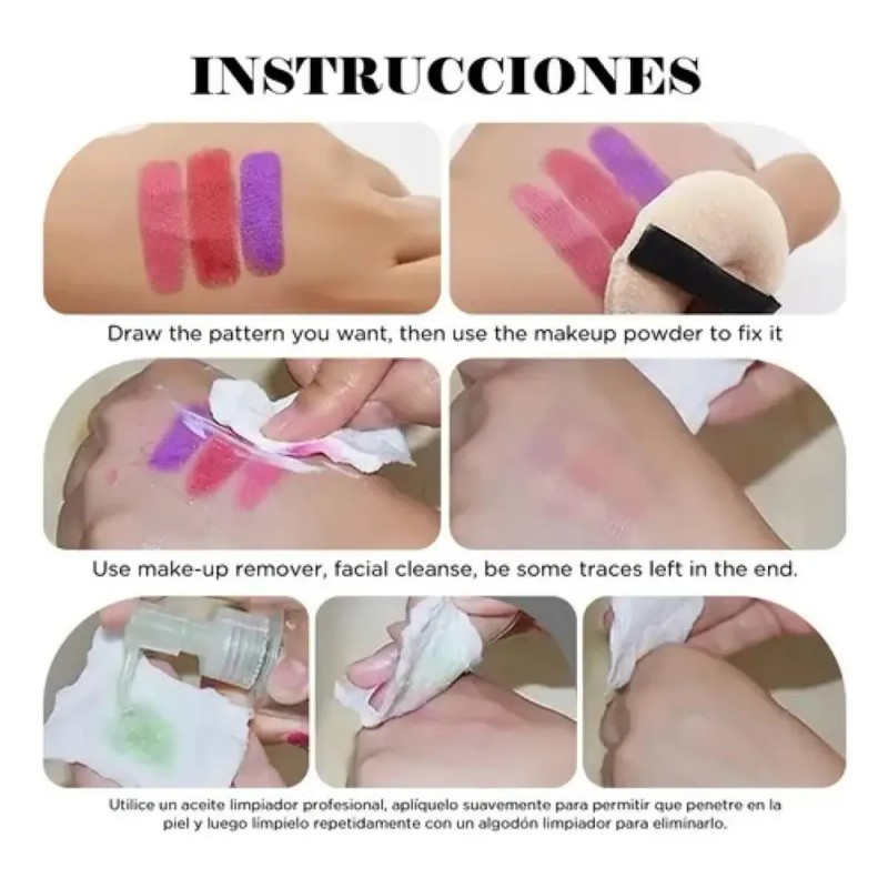 Kit Completo De Maquillaje Acuarela Para Rostro Y Cuerpo