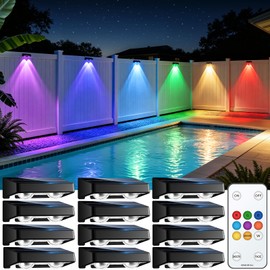 nibuuecer Solar Fence Lights Outdoor with Remote, 12 Pack 9 Colors & 11 Lighting Modes Fence Lights Solar Powered Waterproof IP65 Color Changing Solar Lights for Fence Garden Yard Patio Deck Step Wall