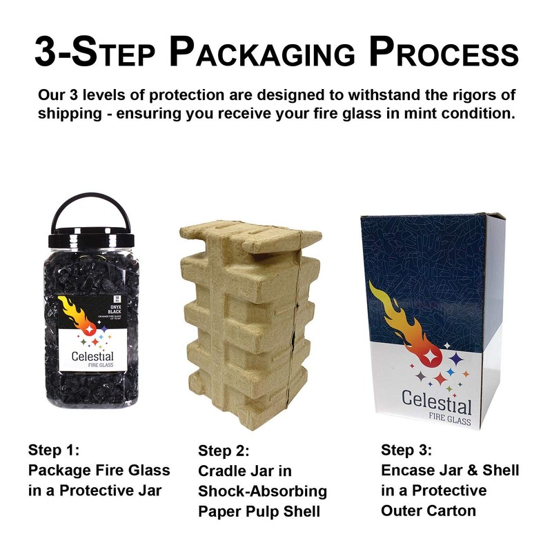 Celestial Fire Glass - Crushed, Onyx Black (1/2" to 3/4")