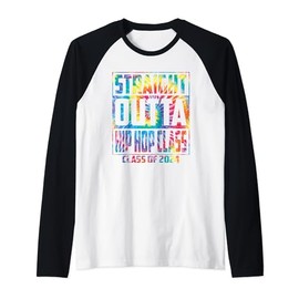 Straight Outta Hip Hop Class Graduation Class 2024 Boys Kids Raglan Baseball Tee