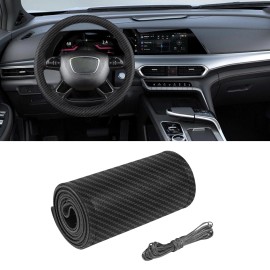 CHUSYYRAY For Ford Fusion 2008-16 15" Steering Wheel Cover Genuine Leather Black non-slip