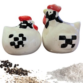 The Bridge Collection Chicken Shaped Salt And Pepper Shaker Set - Country Farmhouse Tabletop Decor - Country Style Kitchen Accessories For Table Or Display