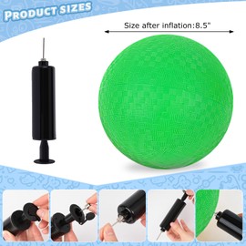 LovesTown Inflatable Playground Ball, 8.5 Inch Dodgeballs Green Kickballs with Air Pump, Jumbo Handballs, for 4 Square Ball Games, Gym, Indoor & Outdoor Sports Toys, Party Favors
