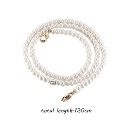 Hazrcvr Pearl Chain Carry Strap 2 Pieces Bag Chain Handbag Chain Pearl Purse Bag Chain for Bag Shoulder Strap with Press Stud Handle Replacement Chains Bags Belt for Changing