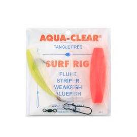 Aqua-Clear, Surf Ball Hi-Lo Rig, Flounder/Fluke/Striped Bass/Weakfish/Bluefish, Size 1 XL Hook, AFW Swivel, 60 lb / 27.2 kg Grand Slam Mono, Red Float YLW Hair, Beads