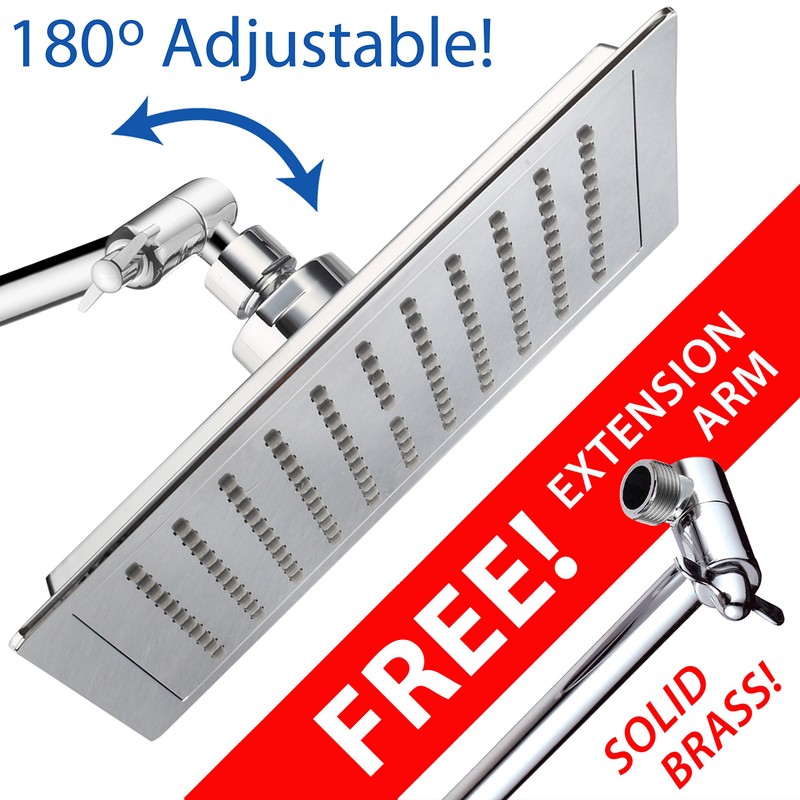 AquaSpa Giant 9-inch Diagonal Square Rain Shower Head PLUS 11-inch