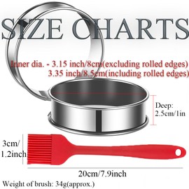 12Pack English Muffin Rings 3.15 Inch Crumpet Rings Stainless Steel Double Rolled Tart Rings, Round Metal Cooking Pastry Ring Molds for baking