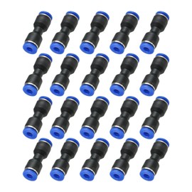 PATIKIL 4mm Push to Connect Fittings, 5Pcs Plastic Air Line Hose Fitting Quick Release Pneumatic Connectors Straight Union Two Way Coupler for Tube, Blue