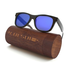 LUI SUI Men Women Retro Wood Polarised Lens Sunglasses UV Protection Eyewear Lightweight Wooden Frame Float Style Glasses for Traveling Cycling Fishing