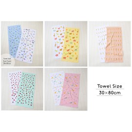 Kosugizen SV-2009 Face Towels, Fine Print (Fancy), 13.4 x 31.5 inches (34 x 80 cm), Set of 10, 5 Patterns, Assorted