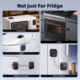 WILNIRY 2 Pack Refrigerator Door Lock with Code for Kids and Toddlers, Child Proof Fridge Door Lock Combination Lock for Kitchen Freezer, Cabinets and Drawers, Closets, Windows-Black