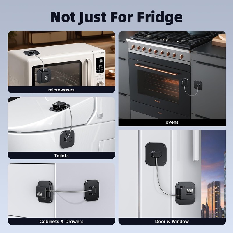 WILNIRY 2 Pack Refrigerator Door Lock with Code for Kids