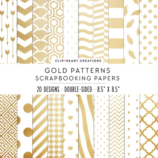 Gold Pattern Papers: For Scrapbooking, Double Sided Craft Paper, Decorative