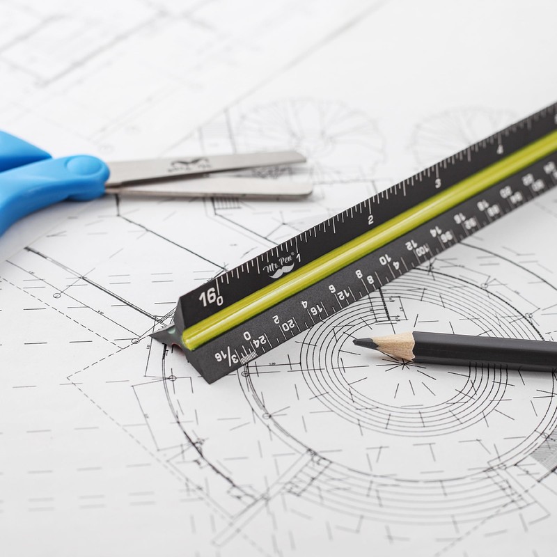 Mr. Pen- Architectural Scale, 12 inch, Black, Scale Ruler Contractor,