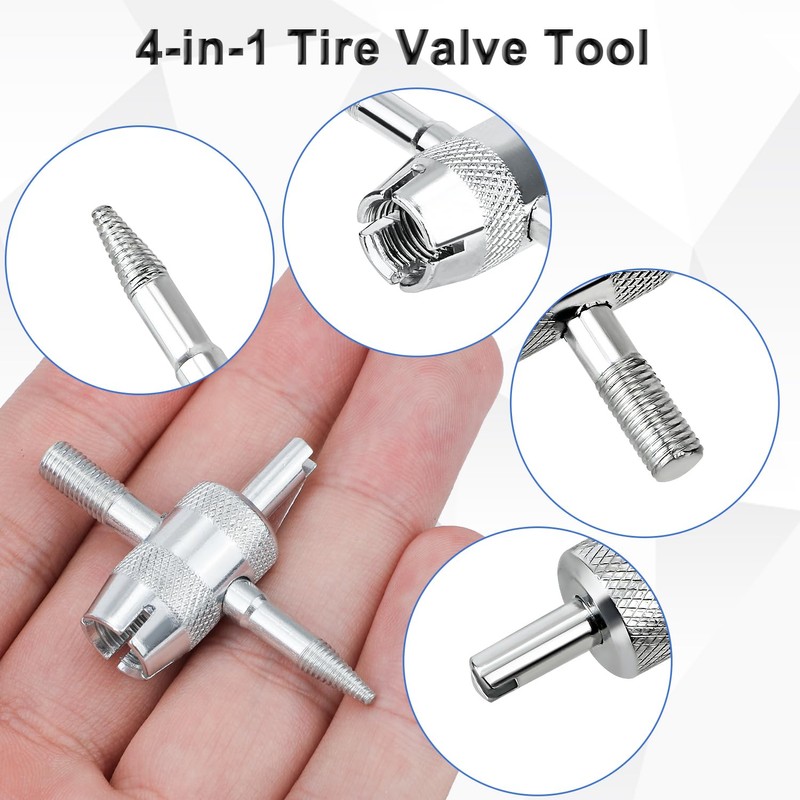 BOXOB 12pcs 4-Way Tyre Valve Stem Core Tool, 4 in