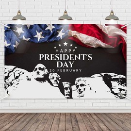 Wollmix Presidents Day Decorations Banner - 70.8x43.3 Inch US Presidents American Flag Backdrop, Patriotic Party Supplies for Photo Booth Studio, Portrait Decors Photography Background