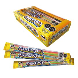 Tira Loca 24 piezas, Dulce Acidulado Sabores Frutales, Las Delicias, Palola.