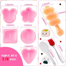 MLRYH Onigiri Maker, 8 Pcs Sushi Onigiri Musubi Maker Kit - Rice Ball Mold with Small Rice Paddle, Brush for Kitchen (Pink)