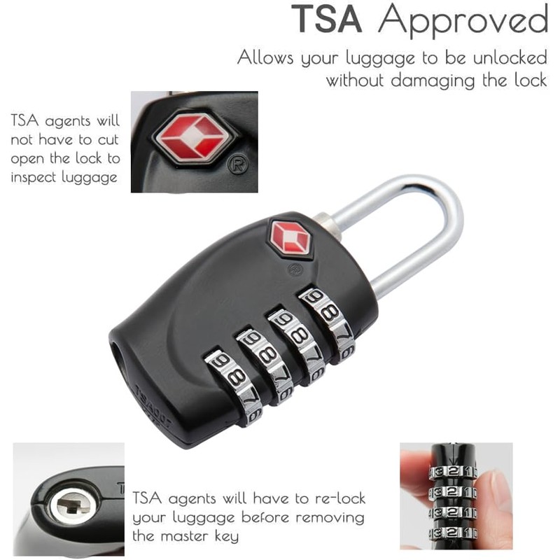 TSA Approved Luggage Combination Locks, T Tersely 4 Digit Combination