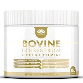 Hellenia Pure Colostrum Powder 100% Natural Bovine Colostrum from Grass-fed Cows | Reduced Fat | 20% Immunoglobulins G | Made in The UK by Hellenia - 150g tub