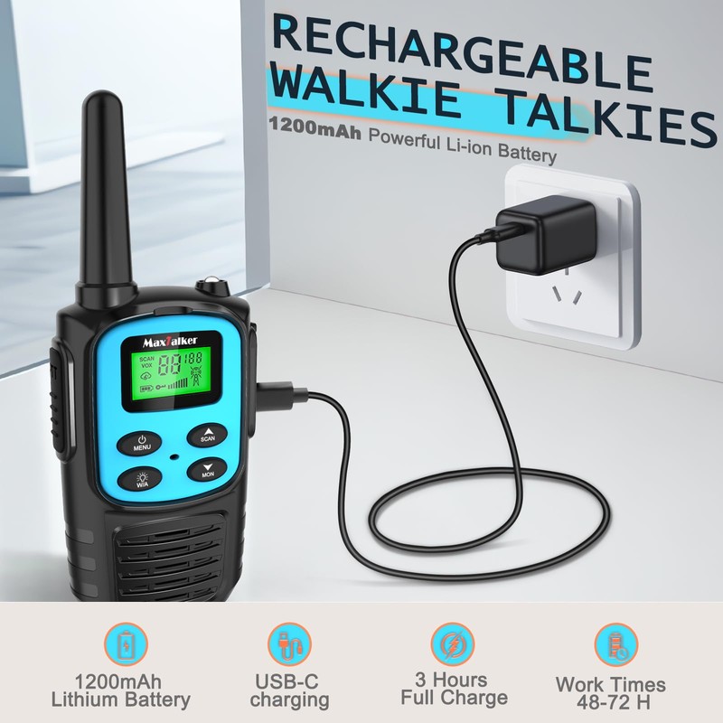 MaxTalker Walkie Talkies Long Range for Adults, Rechargeable Walkie Talkies