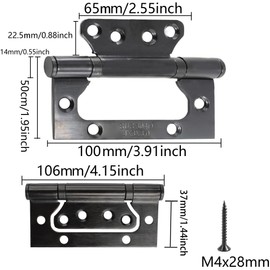 Bociloy 2Pcs 4 x 3 Inch Non-Mortise Door Hinges, Stainless Steel, Modern/Contemporary Style, Black, Plated Finish