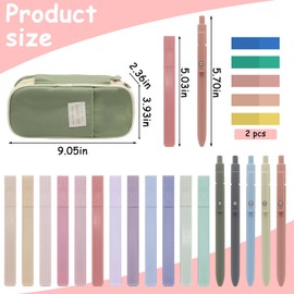 20Pcs Aesthetic Stationary Set with Big Capacity Pen Case Bag 5 Quick Dry Retractable Black Ink Pens12 Colors Chisel Tip Cute Highlighters 200 Sheets Sticky Index Tabs Aesthetic School Supplies