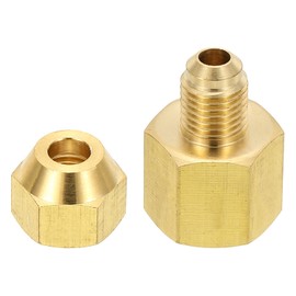 Patikil 3/8" Female x 1/4" Male Flare Connectors, SAE 45 Degree Flare Brass Adapter for Air, Gas Line, Refrigeration, HVAC