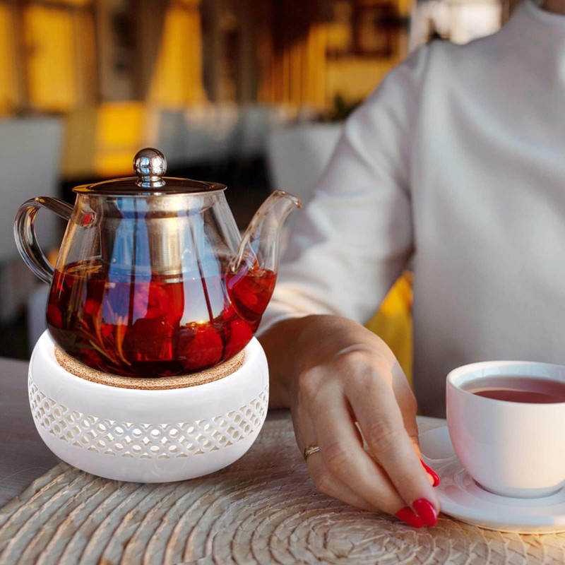 Fahibin Teapot Warmer Ceramic,Tea Light Warmer,Teapot Warmer Base for Drinks,