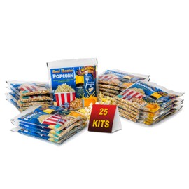 All in One Popcorn Packs - Wabash Valley Farms All Inclusive Popping Kits, Real Theatre Popcorn, Popcorn Kernels for Popcorn Machine, All in One Popcorn Kernels, Popcorn Kit, 5 Packs 5 Kits