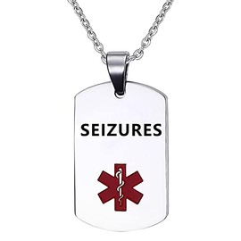 OutstandLong SEIZURES Medical Alert ID Necklace Pendant for Men Women Stainless Steel Medical ID Tag Emergency Med Alert Necklace Jewelry