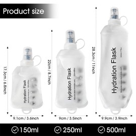 GYGYL Soft Flask, TPU Collapsible Soft Water Bottle for Hydration Pack, Running Vest, Leak-Proof Folding Water Bottle for Hiking Cycling Climbing Jogging-150ml White, 2pcs