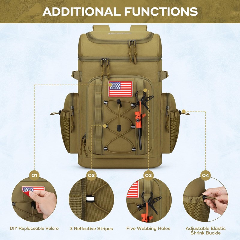 Maelstrom Backpack Cooler,Soft Lightweight Leakproof Tactical Cooler Backpack,50 Can Insulated