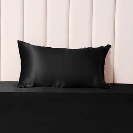 THXSILK 100% Silk Pillowcase for Hair and Skin Luxury 25 Momme Mulberry Silk, Hypoallergenic Pillow Cases with Hidden Zipper (King, Black)