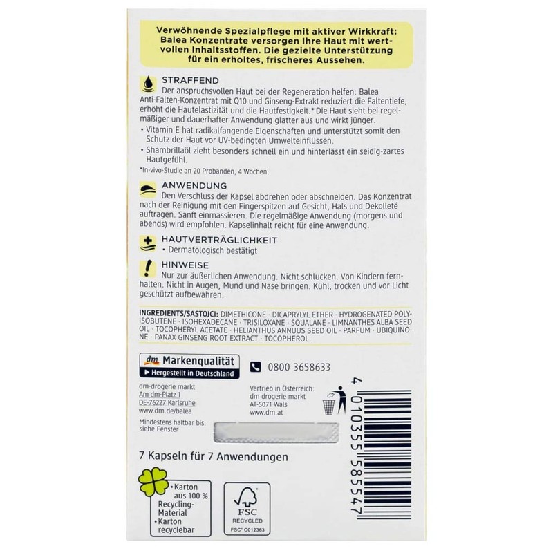 Balea Q10 Anti-Wrinkle Concentrate, 7 pcs