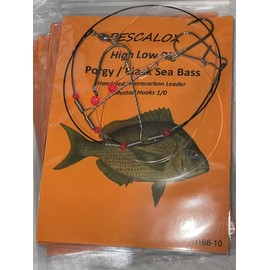 10Packs PESCALOX Porgy RIG Fluorocarbon Leader Porgy (Baitholder Hook 1/0)