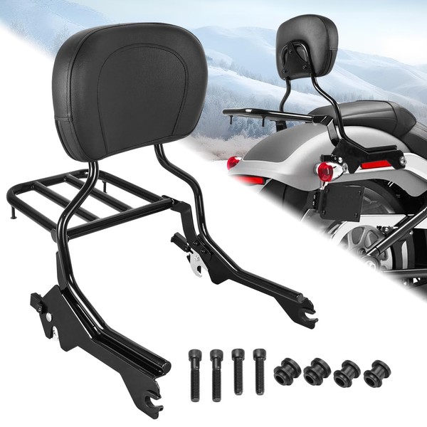 AUFER Rear Passenger Upright Backrest Sissy Bar With Luggage Rack