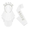 DOOFE Pearl Bride Headband Veil and Sash Kit, Hen Party