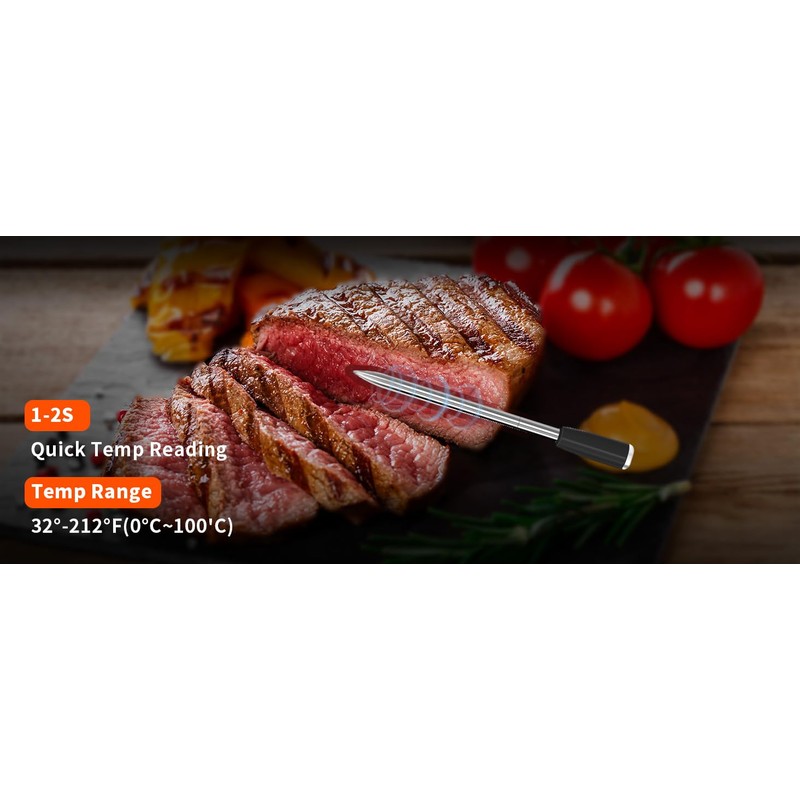 Smart Wireless Meat Thermometer, Bluetooth Meat Thermometer Wireless with App-Enabled
