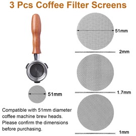 3 Pezzi Schermo per Caffè Espresso 51mm, Schermo per Espresso 316 Pucks da 150 μm Riutilizzabile in Acciaio Inox 1mm/1.7 mm/2mm di Spessore, Puck Screen Filtri per Caffè Espressos Filtro Cestino