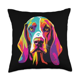 Watercolor Colorful Treeing Walker Coonhound Dog Throw Pillow