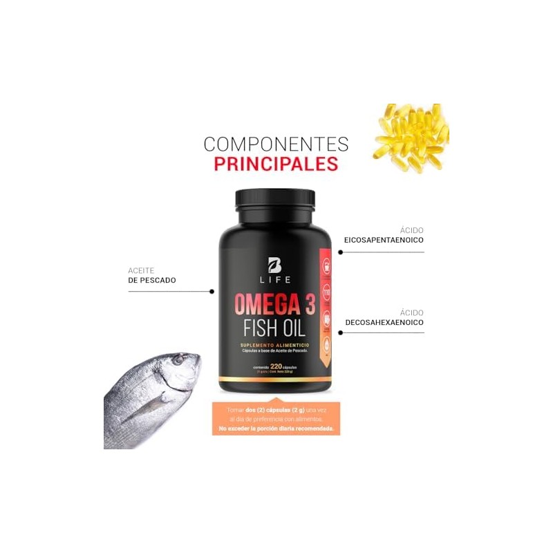 B Life Omega 3 Aceite de Pescado 220 Cápsulas con