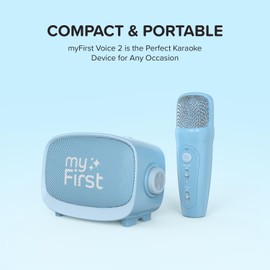 Portable Karaoke Machine for Kids & Adults (myFirst Voice 2) with Voice Changing Effects Wireless Speaker Christmas Kids Toys Gifts for Girls 4, 5, 6, 7, 8, 9, 10 +Year Old (Blue)