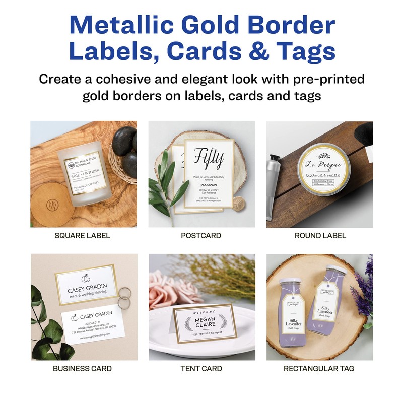 Avery Postcards with Metallic Gold Borders, 3-15/16" x 5-3/16", 40