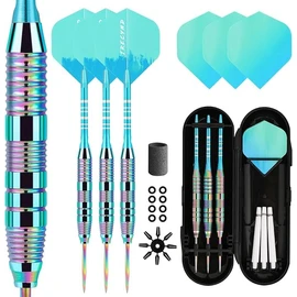 Lavishio Dart Metal Tip Set 3 Aluminum Dart Shafts Steel Tip Dart Set Professional Darts Steel Tip Set + Extra 3 Dart Flights 3 Replace Plastic Shafts (Blue)