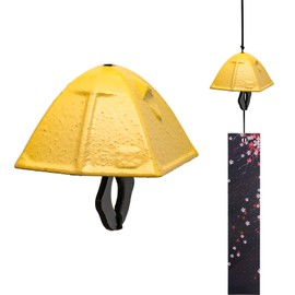 A.F.N.A.L Japanese Wind Chime Cast-Iron Outdoor Ornament for Garden, Patio & Balcony, Hanging Metal Wind-Bell Decoration Gift, Blessing Pendant Windchimes & PVC Wind-Catcher, Tent - Yellow