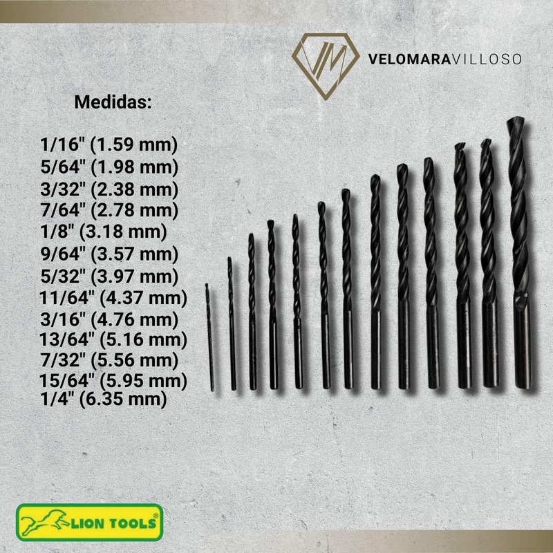 LION TOOLS Juego De 13 Brocas Para Metal Con Estuche