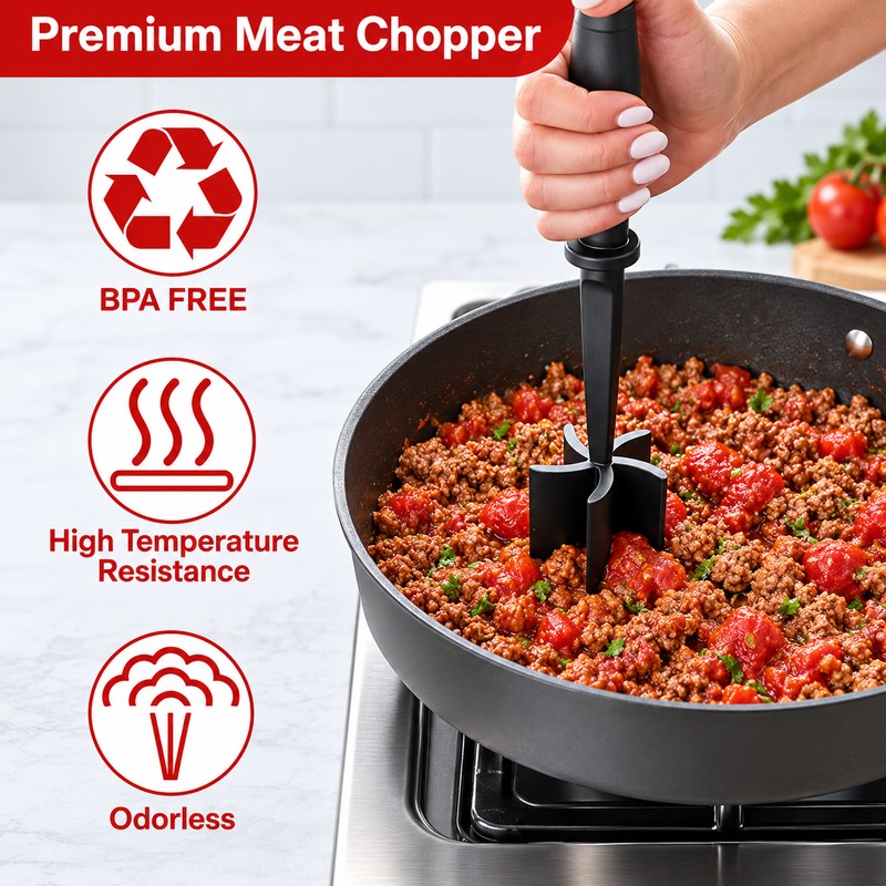 Manual Meat Chopper Tool – 5 Blade Ground Beef Shredder