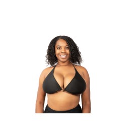 Black Bikini Swimsuit Top - DD DDD Large Bust Breasts Bathing Suit Top Only - Big Plus Size Bra for Women Ladies Teens Girls - Thick Comfy Back Neck String Tie - Unlined No Underwire Swim Bralette