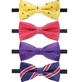 AUSKY Paquete de 4 pajaritas ajustables preatadas para bebés y niños pequeños en diferentes colores de estilo, 4 paquetes de colores mezclados., Small